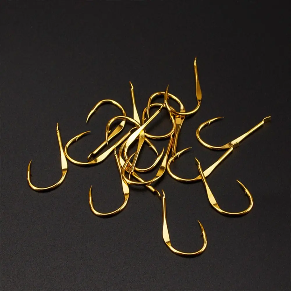 

20Pcs/Pack High Carbon Steel Golden Fishing Hooks Single Sharp Barbed Hook Flat Golden Gold Fish Hooks Fishing Lover