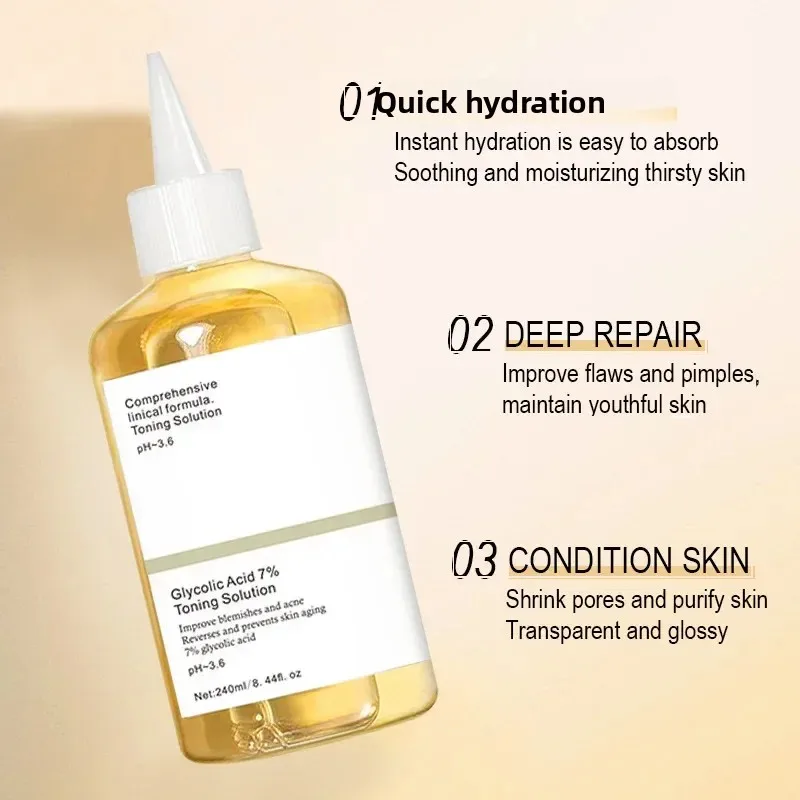 حمض الجليكوليك العادي 7% محلول التنغيم 240 مل لوشن تقشير الوجه AHA تونر اشراق العناية بالبشرة ترطيب جوهر #2