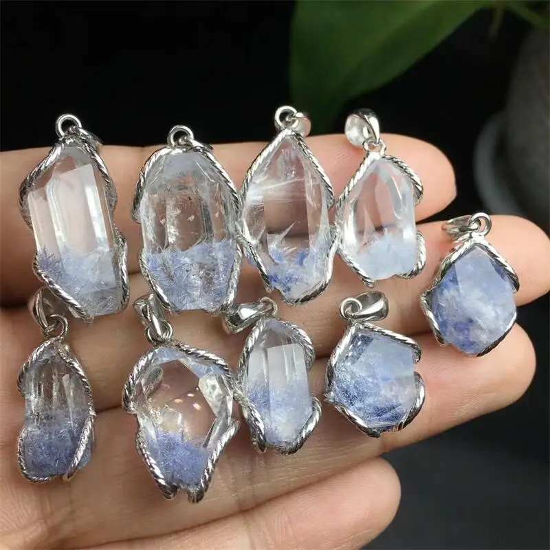 S925 Natural Freeform Dumortierite Carving Jewelry For Pendant Earring Bracelet Reiki Healing Stone DIY Accessories