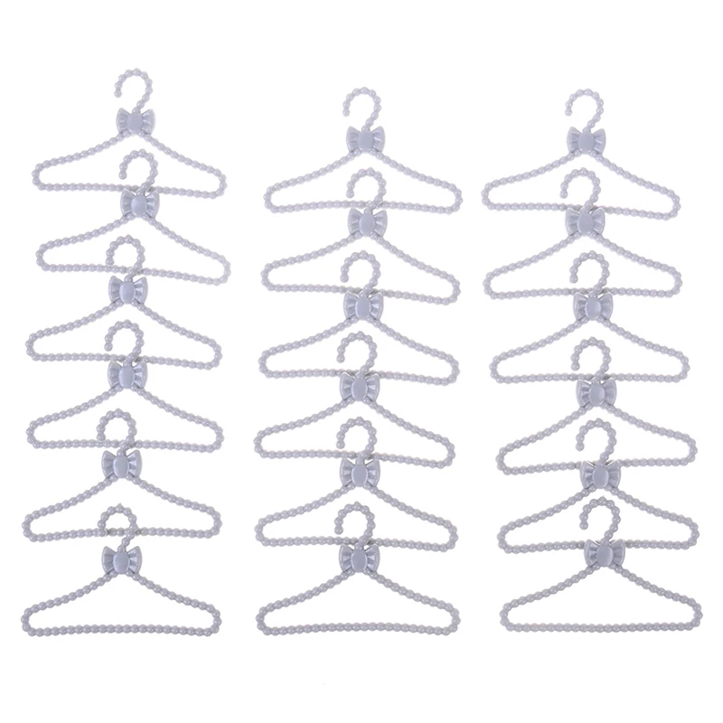 20pcs mini gray hangers bowknot design dollhouse dress clothes accessories