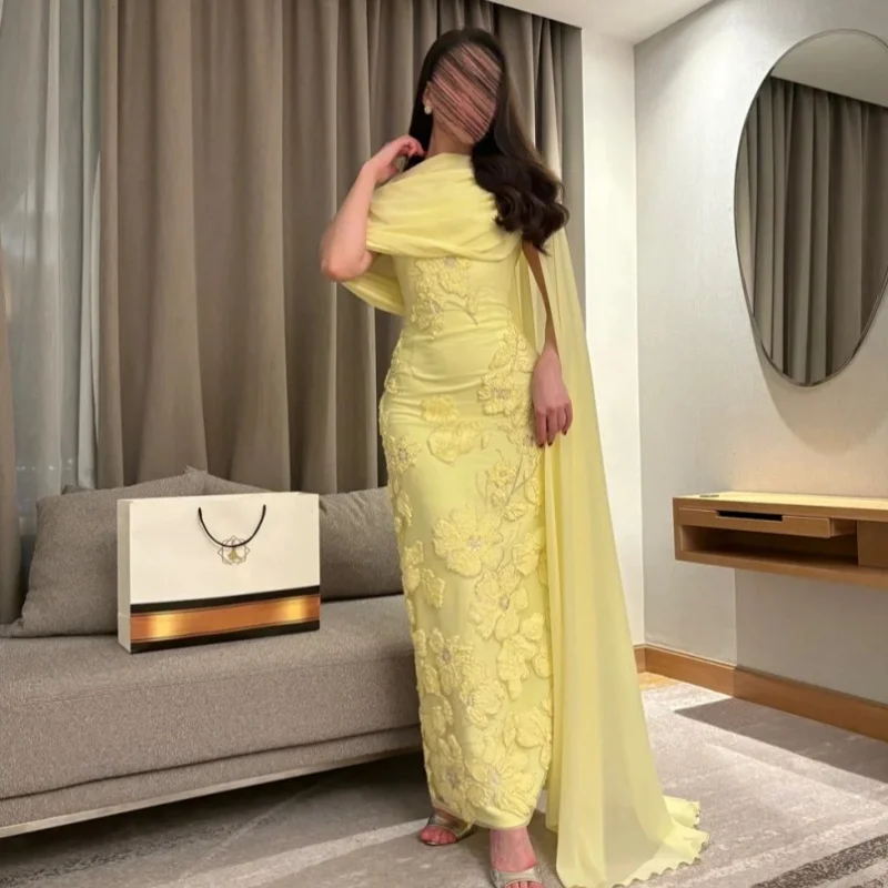 Customized Yellow Flower Fishtail Lace Elegant and Chic Luxury Evening Dresses 2026 Dresses for Woman Party Wedding Dress