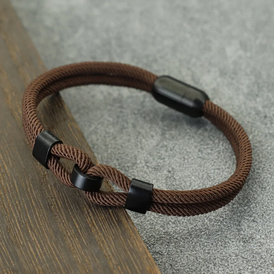 Noter New Design Men Bracelet Stainless Steel Strong Magnet Buckle Stylish Knot Wrap Braslet Pulsera Hombre Lucky Red Thread