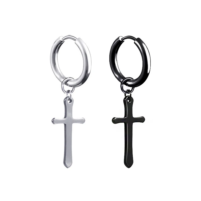 1 Paar Punk-Ohrstecker aus Edelstahl, schwarz/stahlfarben, Ohrringe-Set für Männer und Frauen, Vintage-Hip-Hop-Piercing-Ohrschmuck