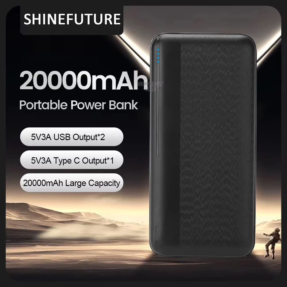 20000mAh Power Bank 15W Type C USB Fast charging Portable Charger 5V 3A Output Phone External Battery Pack Power Bank