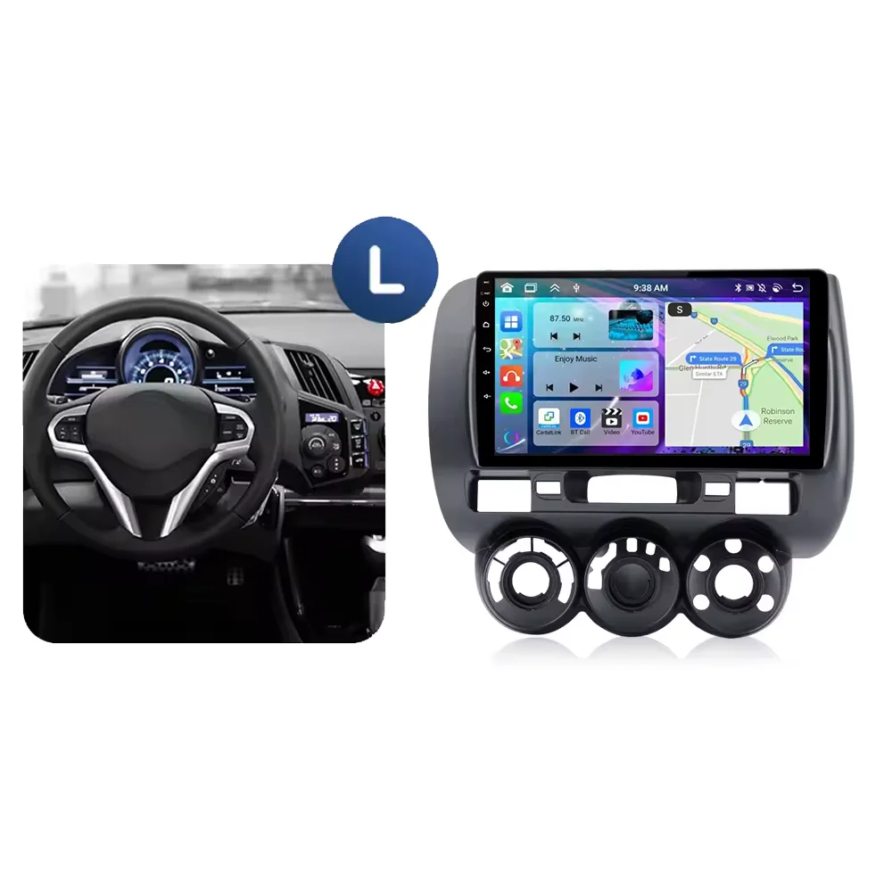 راديو سيارة أندرويد 15 لهوندا جاز 1 GD 2001 - 2008 Fit 2001 - 2009 LHD RHD مشغل فيديو الوسائط المتعددة الملاحة اللاسلكية Carpla