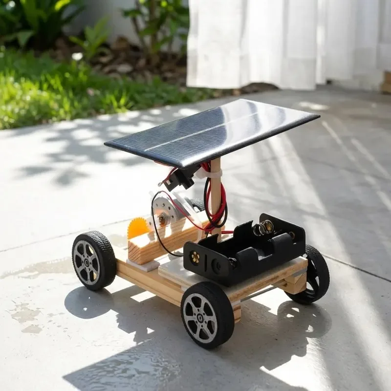 DIY Wooden Assemble Solar Car Creative Invention  Hands-On Motor Skill Active Thinking Electronic Kit STEM Educational Toy