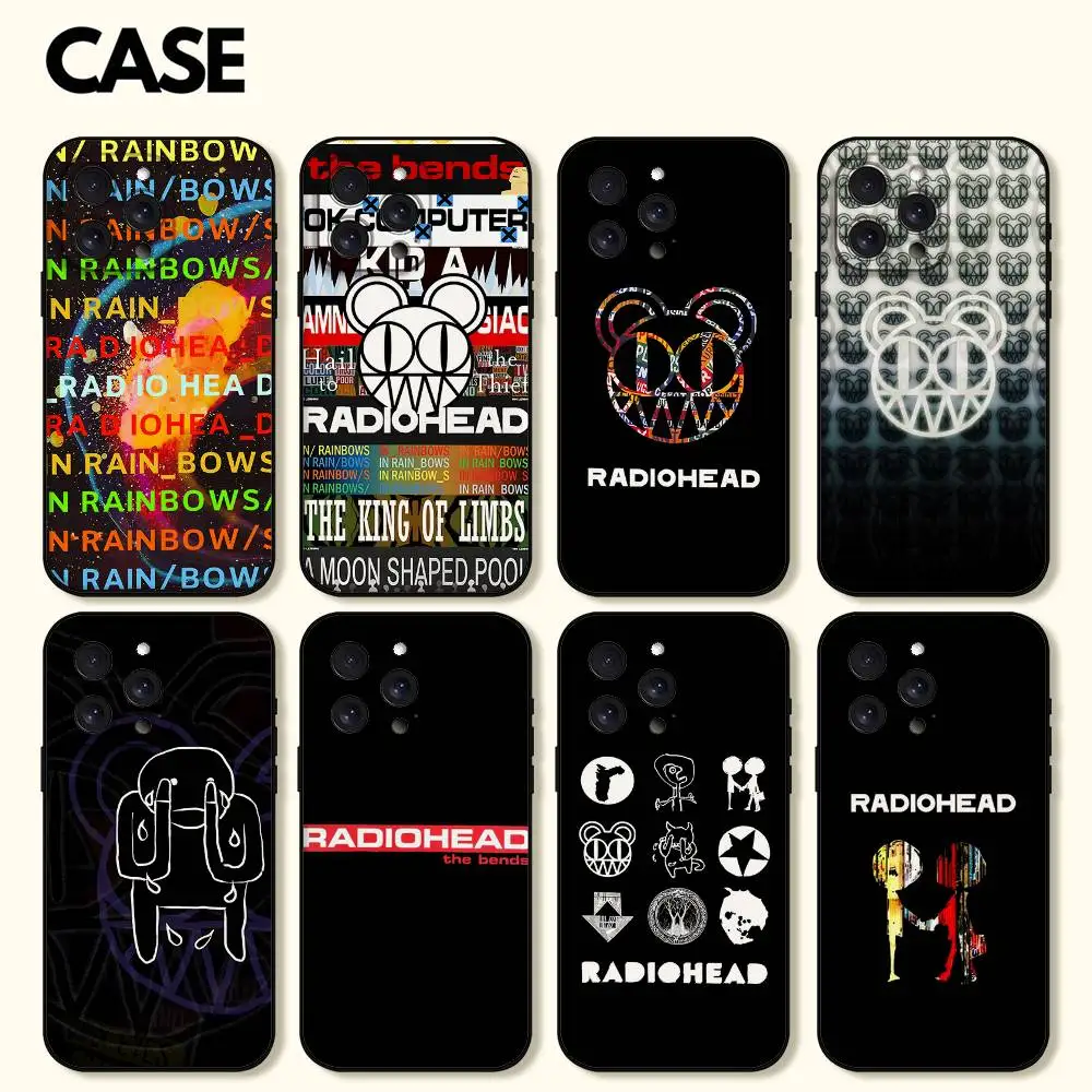 R-Radiohead Rock Band Handyhülle für iPhone 1716 15 14 13 Pro Max 11 12 Mini X Xs XR Schwarze Silikonhülle