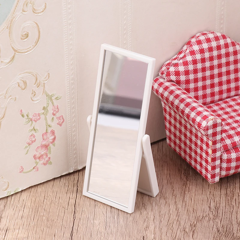 1:12 Dollhouse Simulation Full Length Mirror Mini Furniture Model Dolls House Scene Decor Accessories For Kids Pretend Play Toy