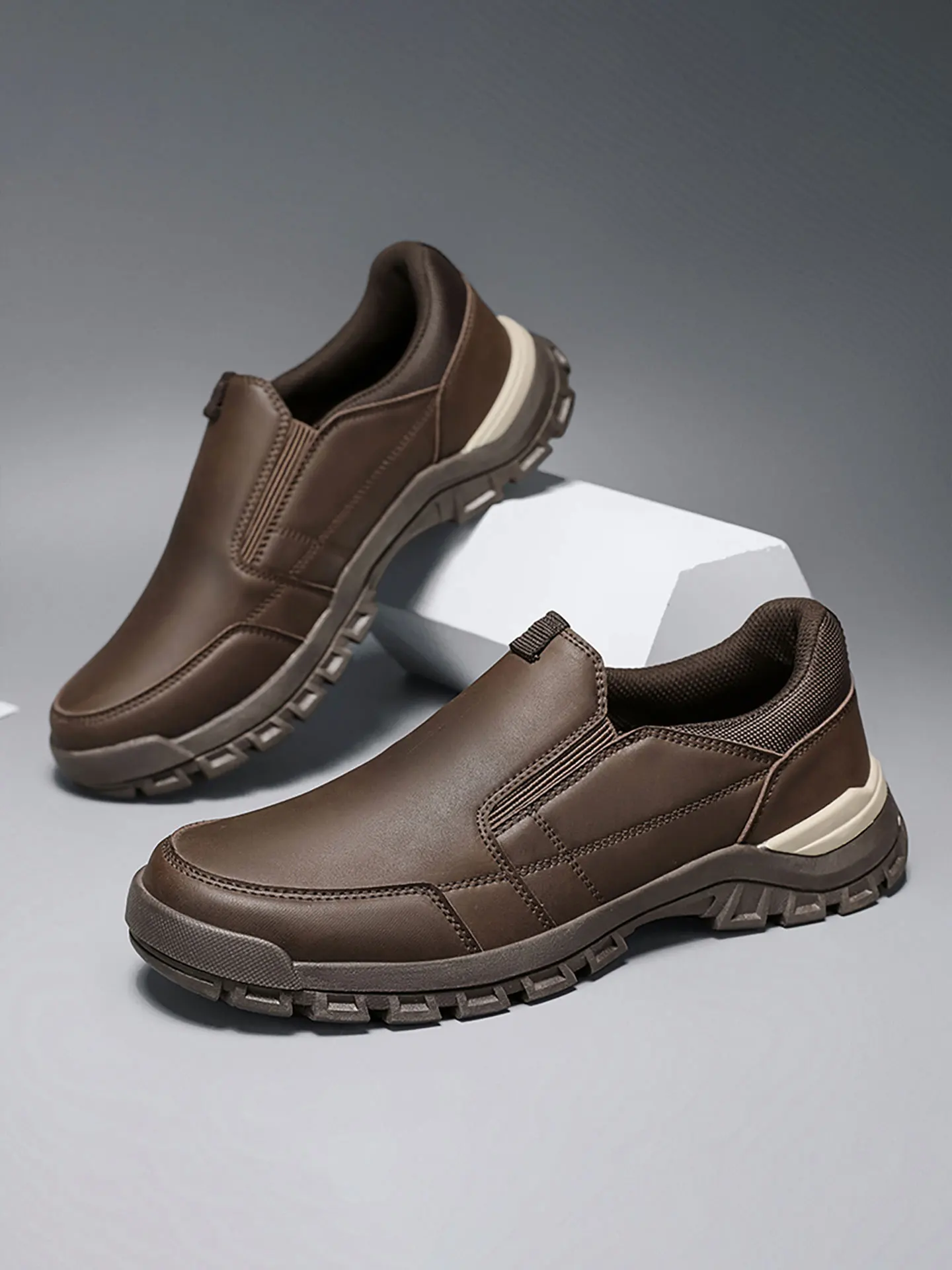 

Мужские мягкие боты без шнуровки Lazy Person, большой размер, легкая кожаная поверхность 45, водонепроницаемая, без шнурков, повседневная кожаная обувь...