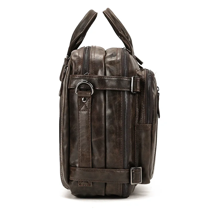 الرجال حقيبة أعمال لينة جلد طبيعي رجل حقيبة كمبيوتر محمول 3 استخدام متعددة الوظائف جلد البقر الكتف حقيبة ساعي للذكور حمل