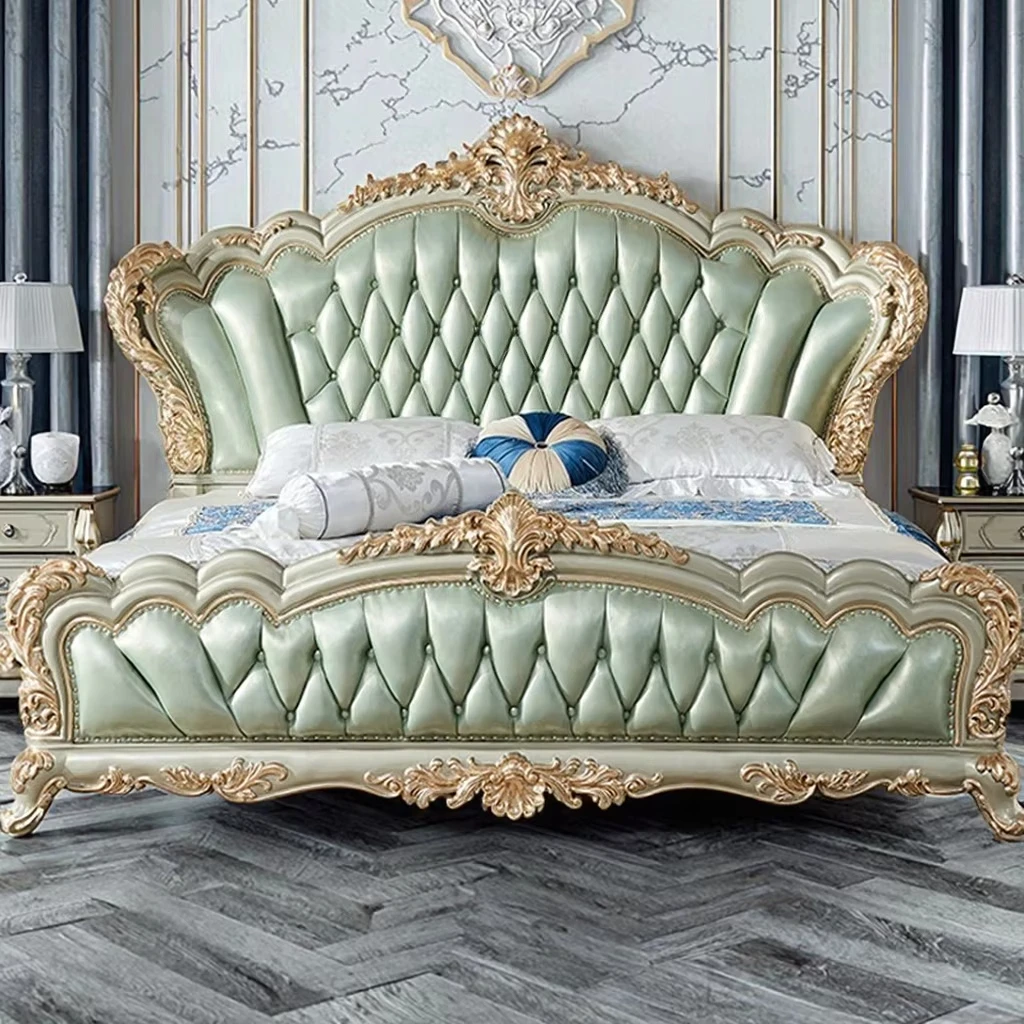 

#European Style Solid Wood Double Bed 1800x2000mm/2000x2200mm Customizable Wedding Bed