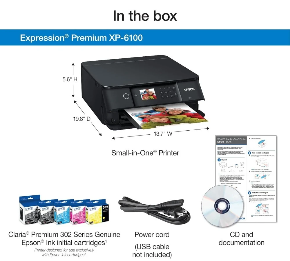 for XP-6100 Wireless Color Photo Printer with Scanner and Copier, Black, Medium