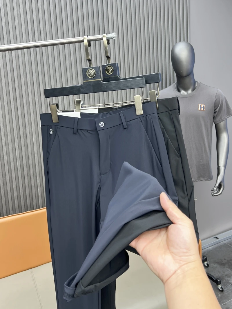 

Busin Casual Pants Men's Comfortable Breathable Summer Cool Ice Oxygen Bar 3D Tailoring Bla Tech Straight Leg Pants