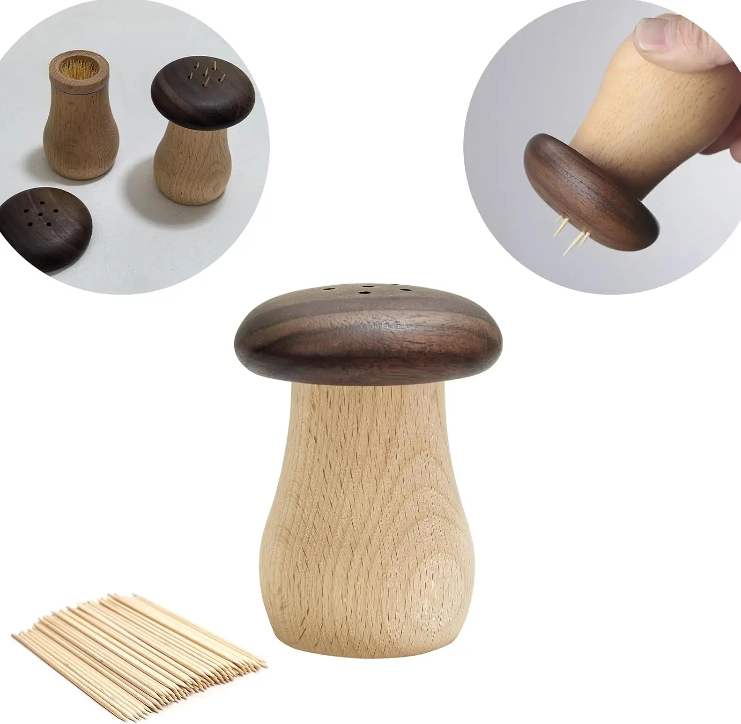 

Cute Mushroom Toothpick Holder with 390 Pcs, Kitchen Table Decor Accessories and Unique Gift