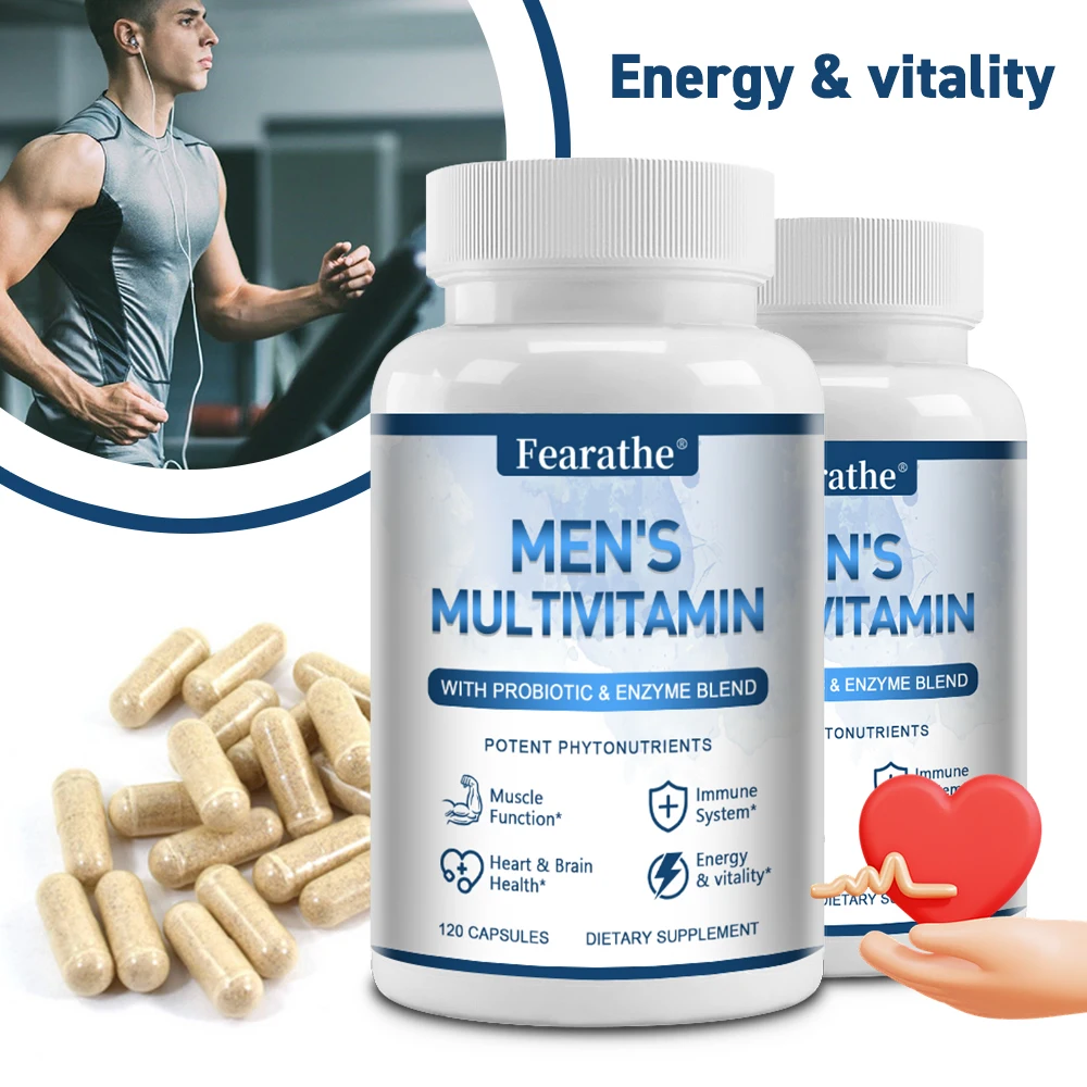 

Men's Daily Multivitamin Capsules - B12/B6, Zinc, Selenium Blend, Eyes Brain Skin Heart Immunity Prostate & Brain Health Support