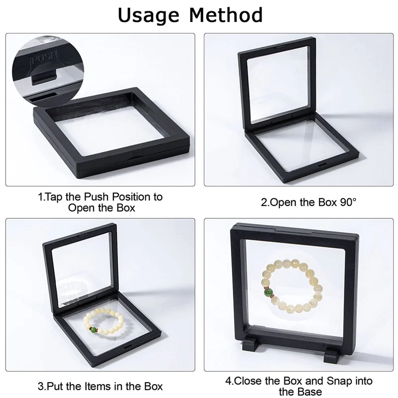 

3D плавающий чехол 10X черный 3D плавающий чехол-держатель для монет плавающий дисплей с основанием для монет медальонов ювелирных изделий