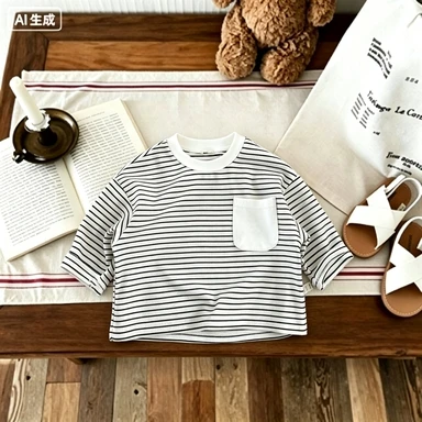 Modisches Baby-T-Shirt, Sommer-Kurzarm-T-Shirt für Jungen, gestreift, für Jungen und Mädchen