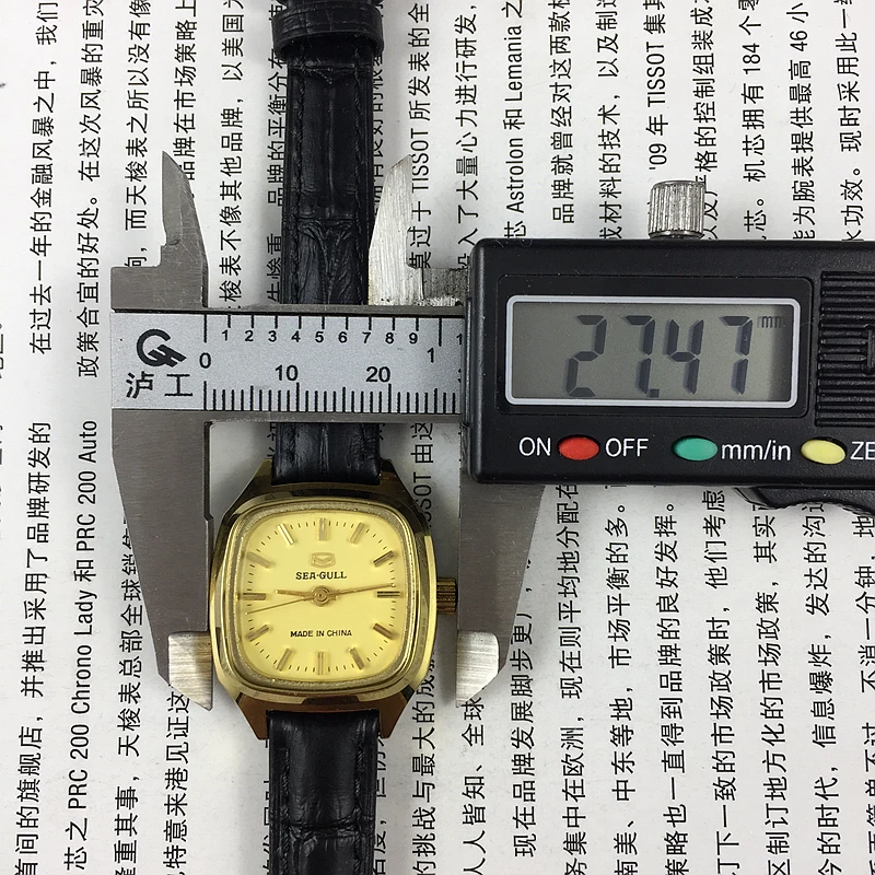 

Tianjin Watch Factory, женские механические часы с квадратным ногтем марки Seagull и желтым лицом, диаметр 27 мм