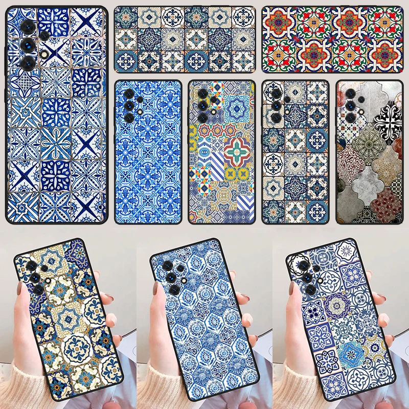 Moroccan Tiles Pattern soft phone case For Samsung Galaxy A42 A31 A40 A51 A71 A32 A80 A91 A52 A72 A20 A21S A50 A70 A11 A12 Cover