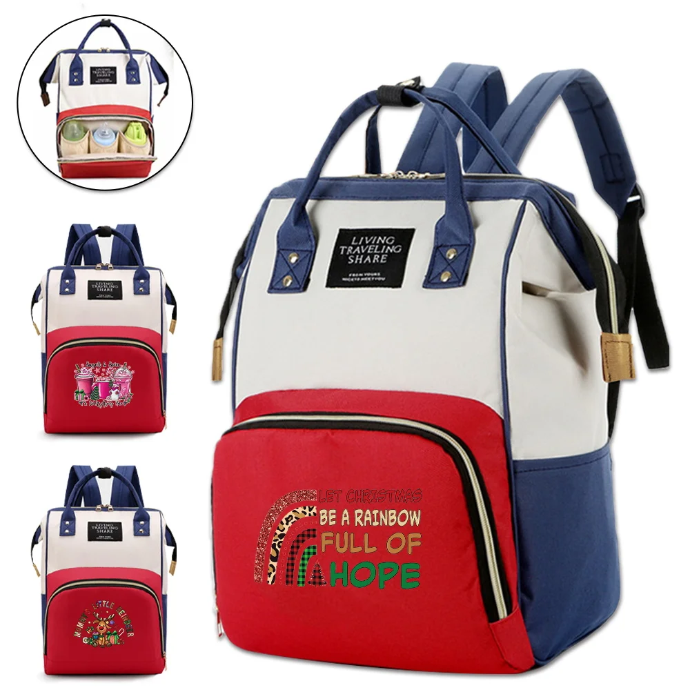 

Mommy Bag New Large-capacity Diaper Bag Backpack Multi-Pocket Multifunction Outdoor Travel Mommy Maternity Pack Christmas Series