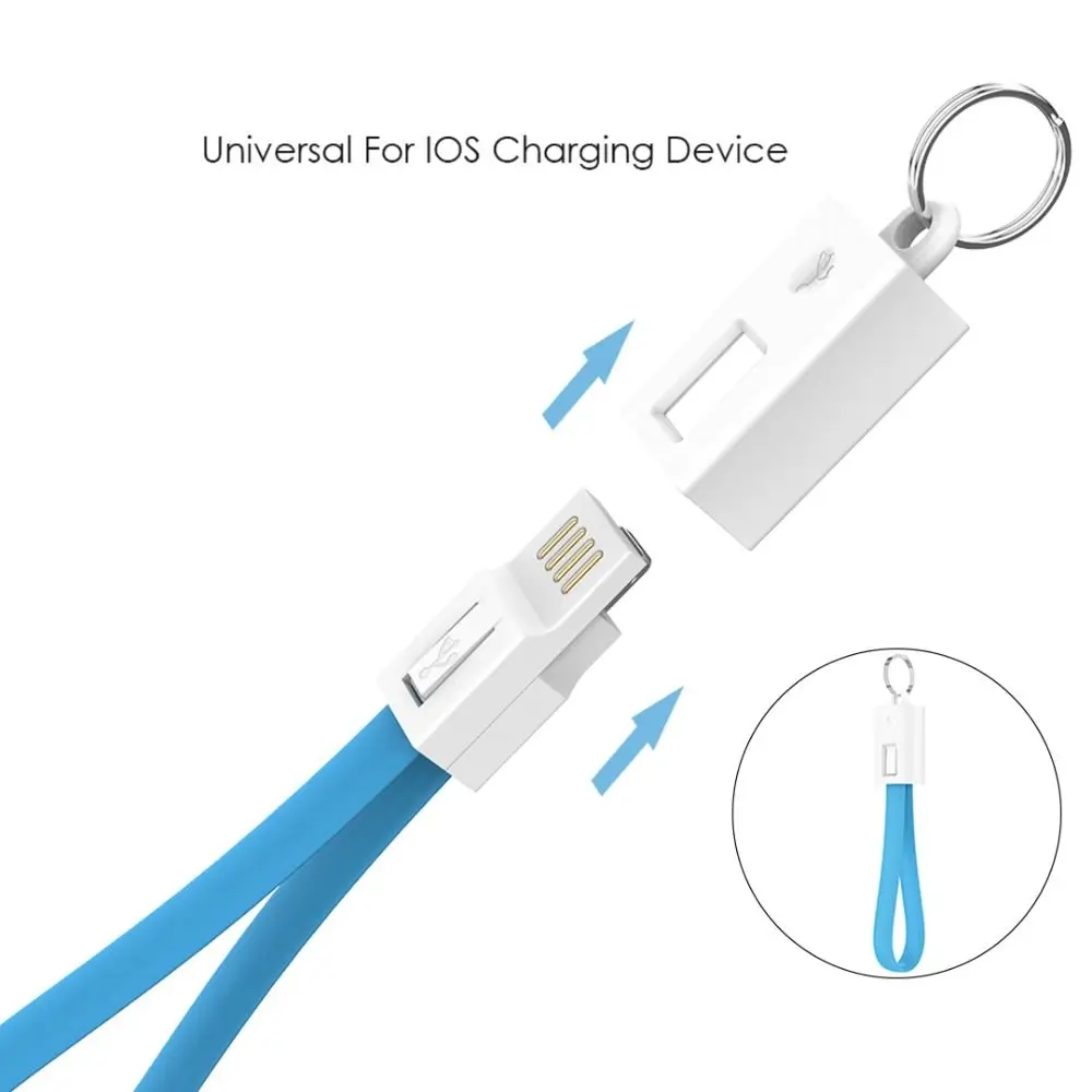 Portable USB Cable Keychain Type C Micro usb Data Short Cables For Mobile Phone Mini Key Chain Charger Cord Wire