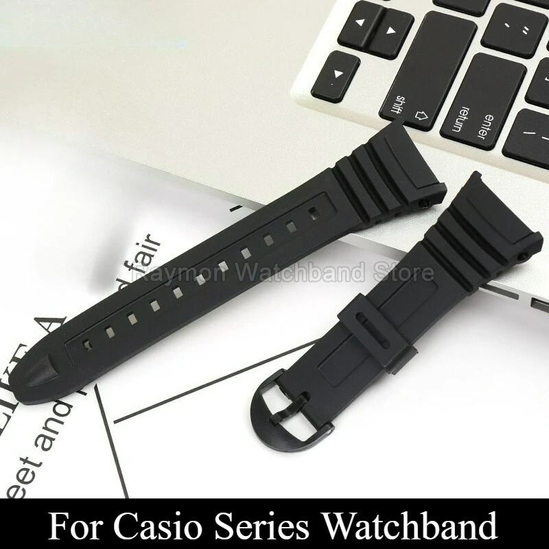 Wear-resistant Durable Resin Watch Strap Black Special Interface for Casio W-96H Smooth Finish Non Fading Watch Accessories