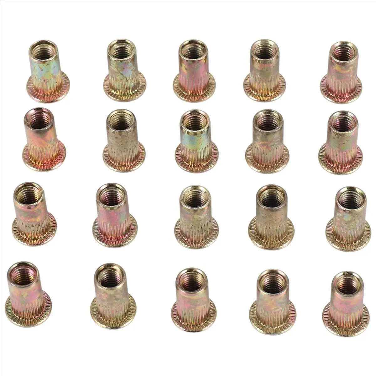 A64I 20pcs Flat Head Metric Steel M5 Blind Insert Rivet Nut