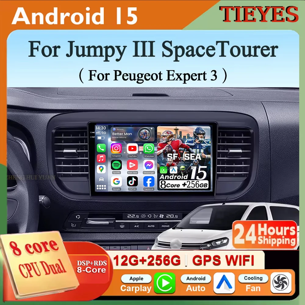 Android 15 Carplay For Citroen Jumpy III 3 SpaceTourer 1 For Peugeot Expert 3 2014 2017 2018 - 2021 Car Radio Multimedia Player