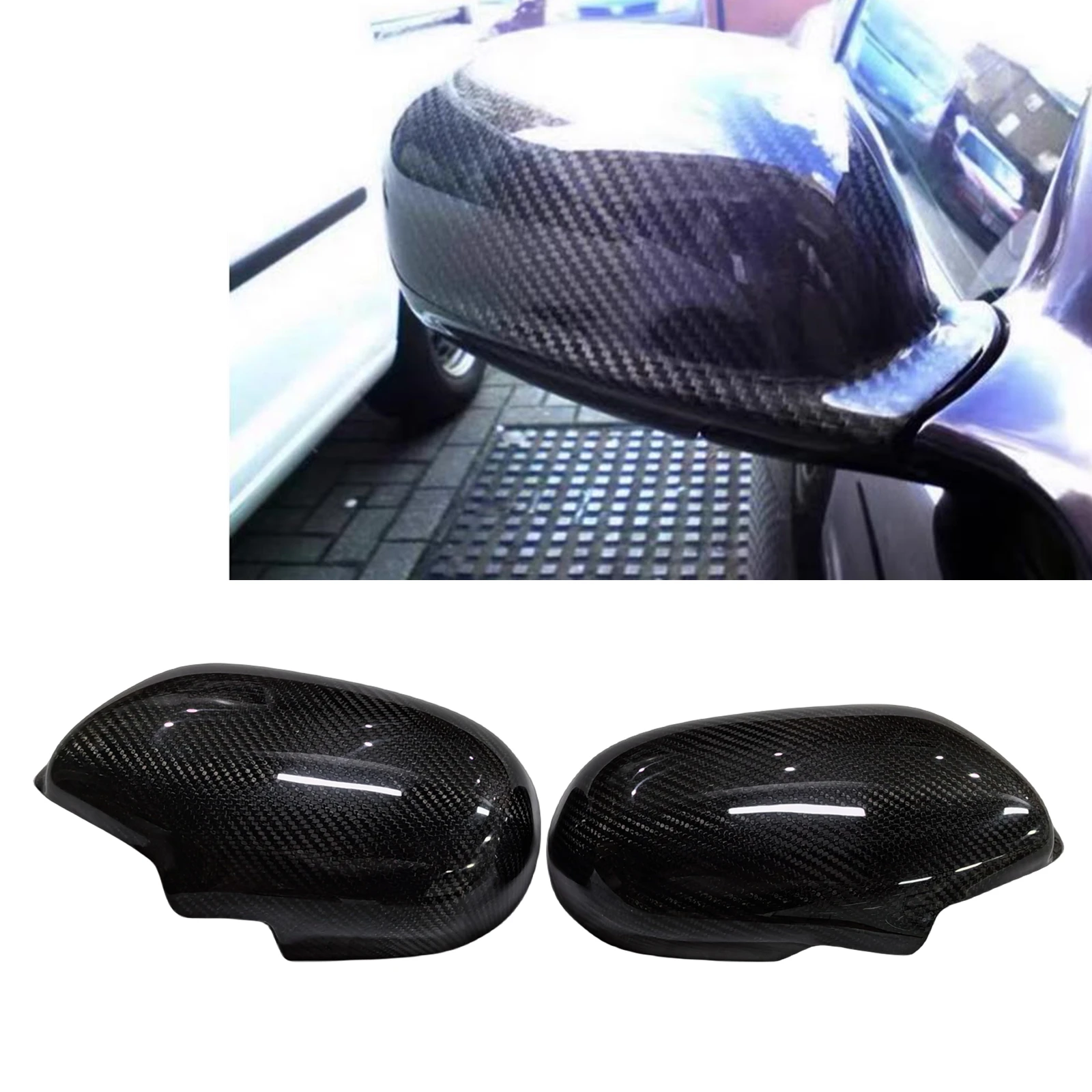 Carbon Fiber Mirror Cover Add On Exterior Side Rearview Cap Reverse Case Shell For Nissan R33