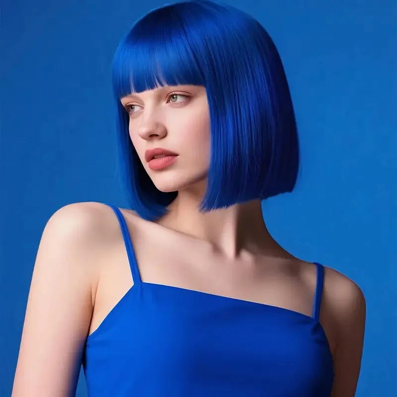 

European and american style wig Air Bangs Multi-Color Short Straight HaircosplayRose Net