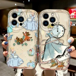 Disney Princess Cinderella Cover For Apple iPhone 15 14 13 12 11 Pro X XR XS Max Plus 8 7 Plus SE Wave Oil Phone Case