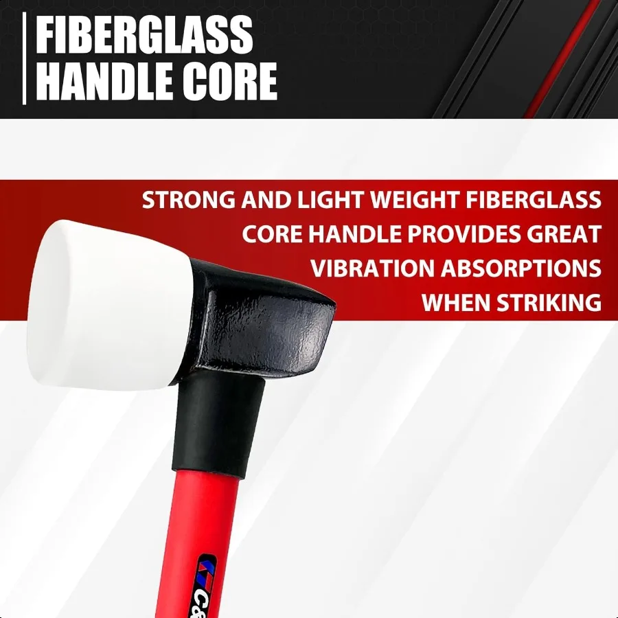 White Rubber Flooring Mallet with Replaceable HeadNonMarring Head Fiberglass Handle 1 Replacement head