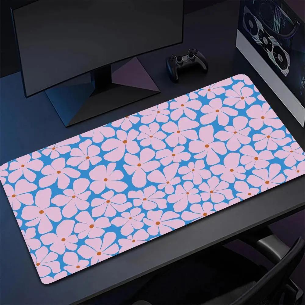 Full Pink Blossom Mouse Pad Table Mat Thick Rubber Large Size Non Slip Base For Girls Bedroom Desk Decor
