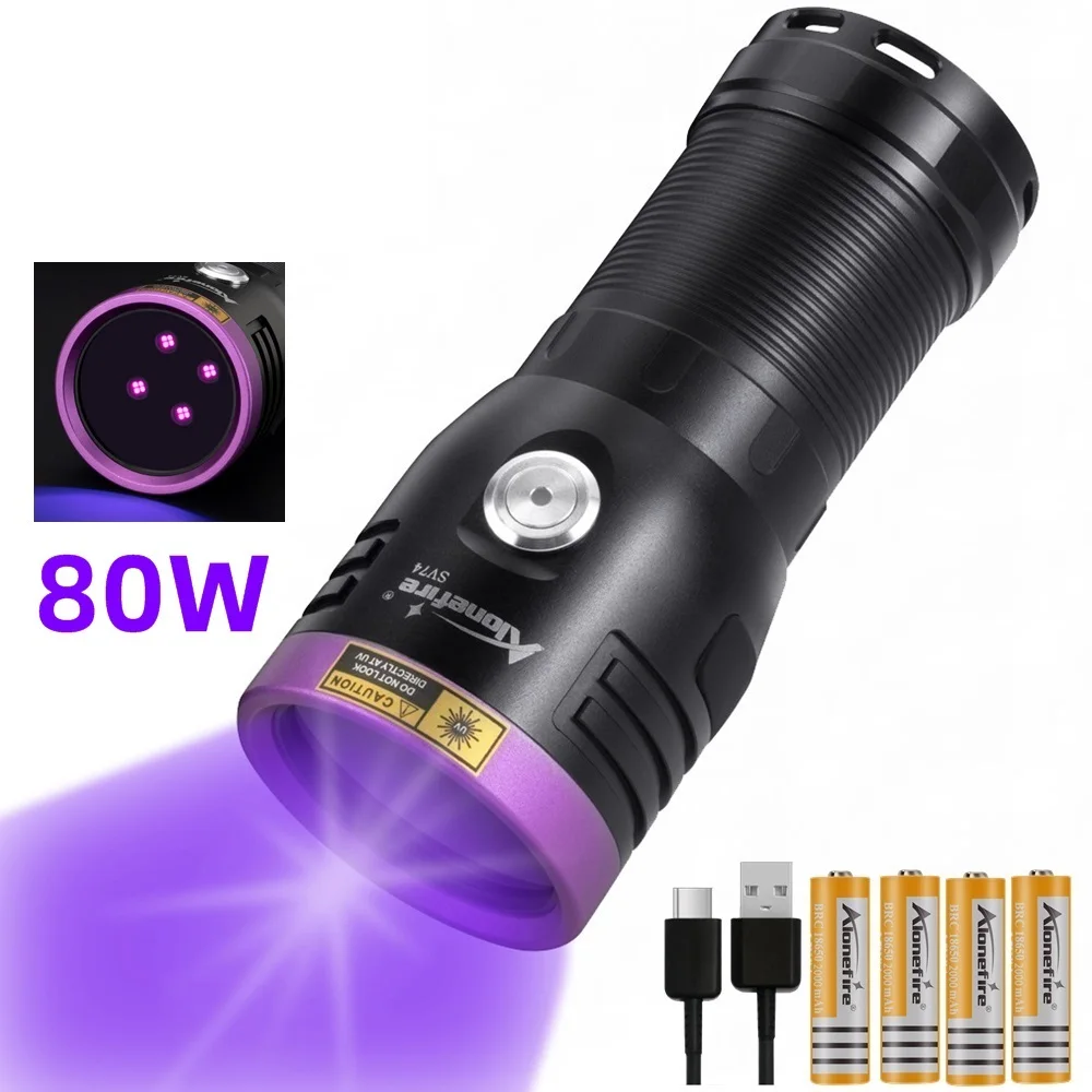 alonefire lanterna uv detector ultravioleta para cura cola pet manchas de urina bed bug scorpions marker checke sv74 80w 365nm 01