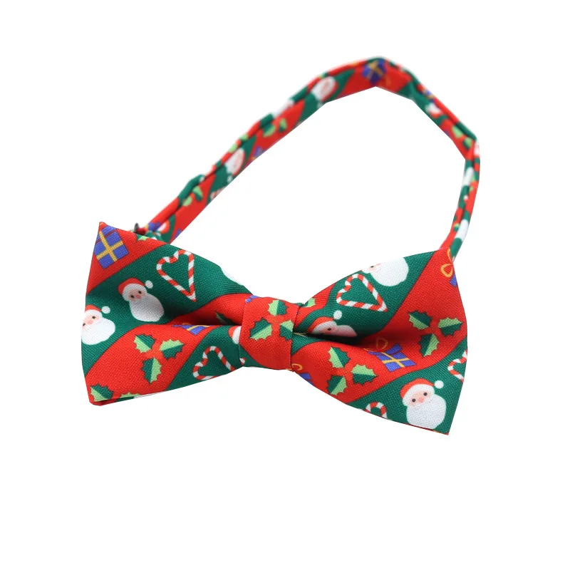 Christmas Bow Tie For Men Women Festival Celebrate Colorful Butterfly Cute Deer Santa Claus Snowman Print Ornament New Year 2023