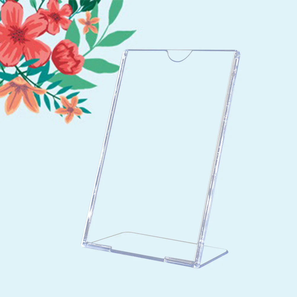 

6Pcs L Shape Acrylic Display Stands Slanted Desktop Sign Holders for Menu Photo Paper Advertising Store Supermarket