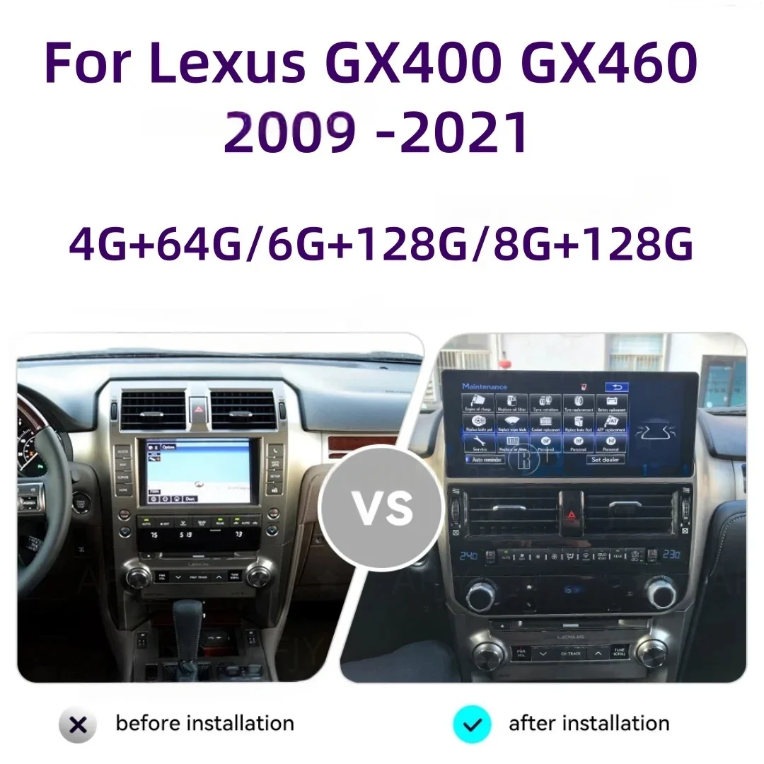 10.9inch Android 13 Scrren For Lexus GX400 GX460 2008-2021 Upgrade To 2024 Carplay Car Radio Multimedia Player GPS Stereo Audio