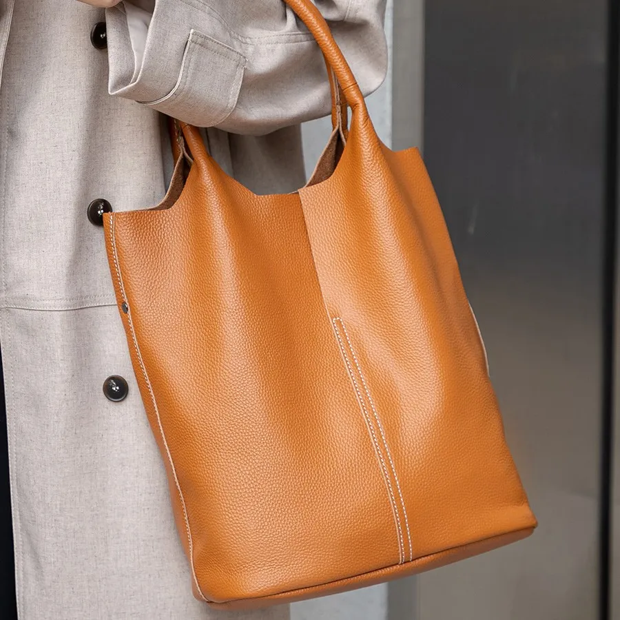 Large Soft Shopper, Set Bag, Female 100% Real Leather Tote Bag, Women Genuine Leather Shoulder Bag, Commute, A740