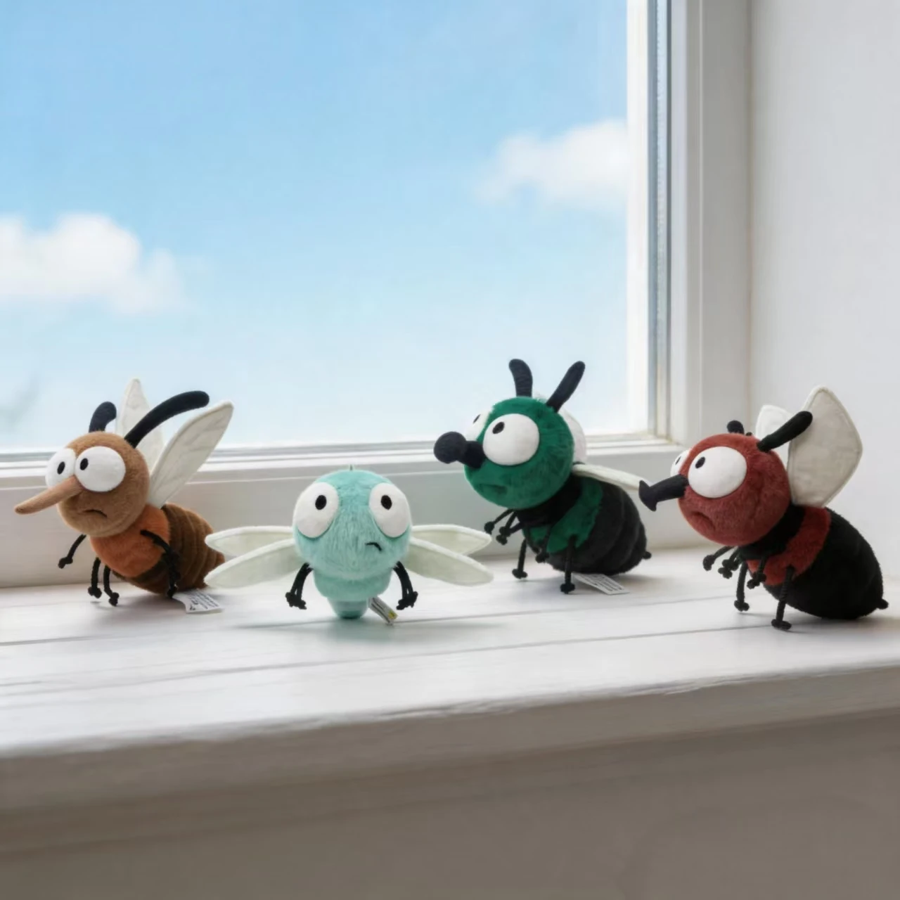 Cute Insect Plush Toy Keychain Assorted Styles Including Caterpillar,Bee,Cockroach,Fly,Ladybug Soft Stuffed Animal Ornament Gift