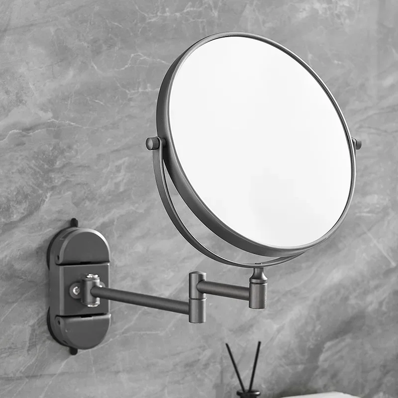 Suction Cup Retractable Vanity Mirror Hotel Non-perforated Folding Wall Mounted Vanity Mirror Bathroom Adjustable Beauty Mirror