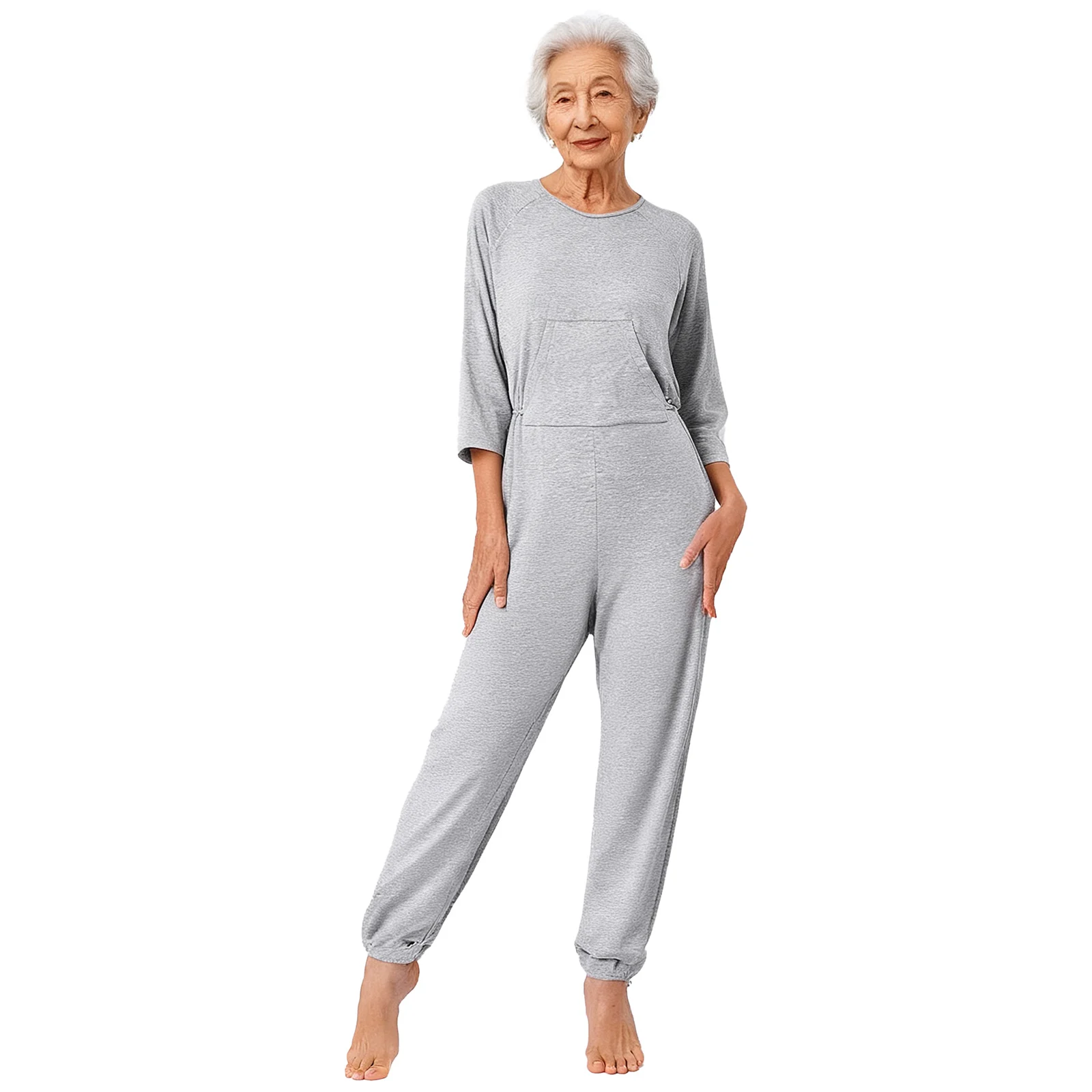 

Womens Elderly Anti-Strip Adaptive Jumpsuit Long Sleeve Long Pants Nursing Rompers for Dementia Special Needs And Disabilities