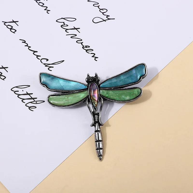 Fashion Dragonfly Brooch Pin Cartoon  fake not real Abalone  Corsage Clothing Accessories