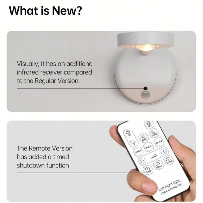 LED Wall Light with Remote Control, 2 Pieces Rechargeable Wall Mounted Reading Wall Lights 1200mAh, 3 Colors and Timer Switch