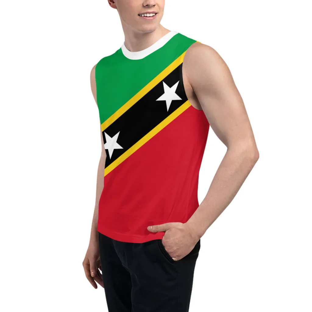 Sleeveless T-shirt Saint Kitts and Nevis Flag 3D Men's Boys Tshirt Gyms Tank Tops Fitness Joggers Basketball Training Vest