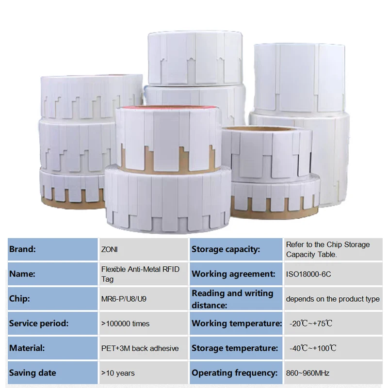 RFID UHF タグ柔軟な抗金属 18000-6C 860-960MHz RFID UHF ステッカーラベル電子ラベル 900 MHz 高品質 10 個