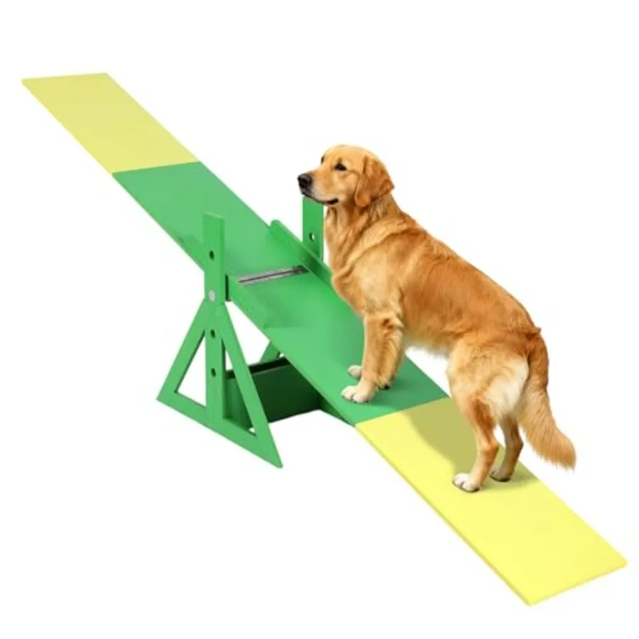 

94.5 Adjustable Wooden Dog Agility Seesaw with 4-Level Height for Small to Large Dogs Non-Slip Surface Sturdy Construction Idea