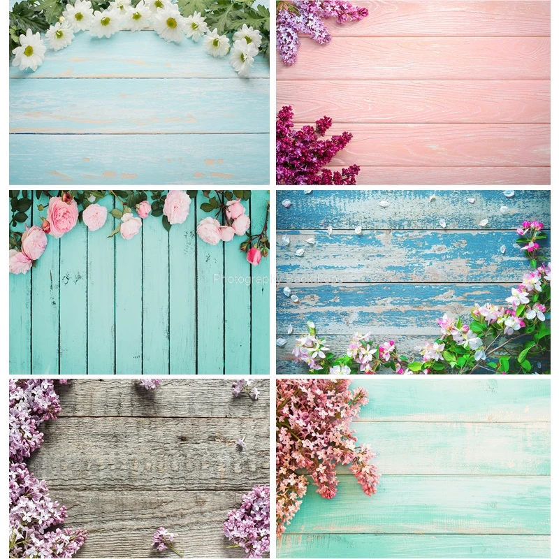 

ZHISUXI Spring Flower Wood Board Photography Backdrops Photo Studio Props Wooden Floor Photo Backgrounds MB-01