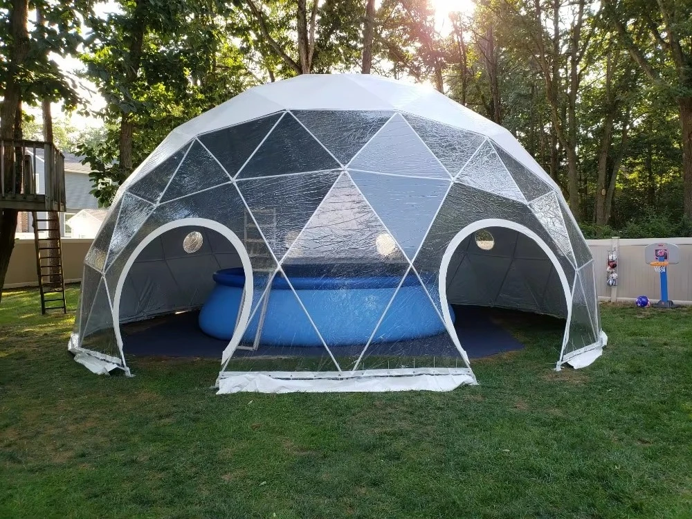 Galvanized Steel Geodesic Dome Tent Insulated Waterproof PVC Round House For Resort Campsite Glamping Hotel Custom Size