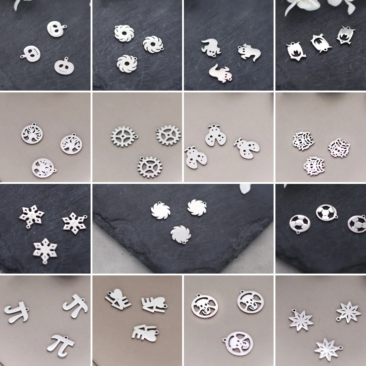 3PCS/LotPumpkin Ghost Skeleton with Snowflake Football Wolf Moth Geometric Accessories  Charms  DIY Jewelry Making