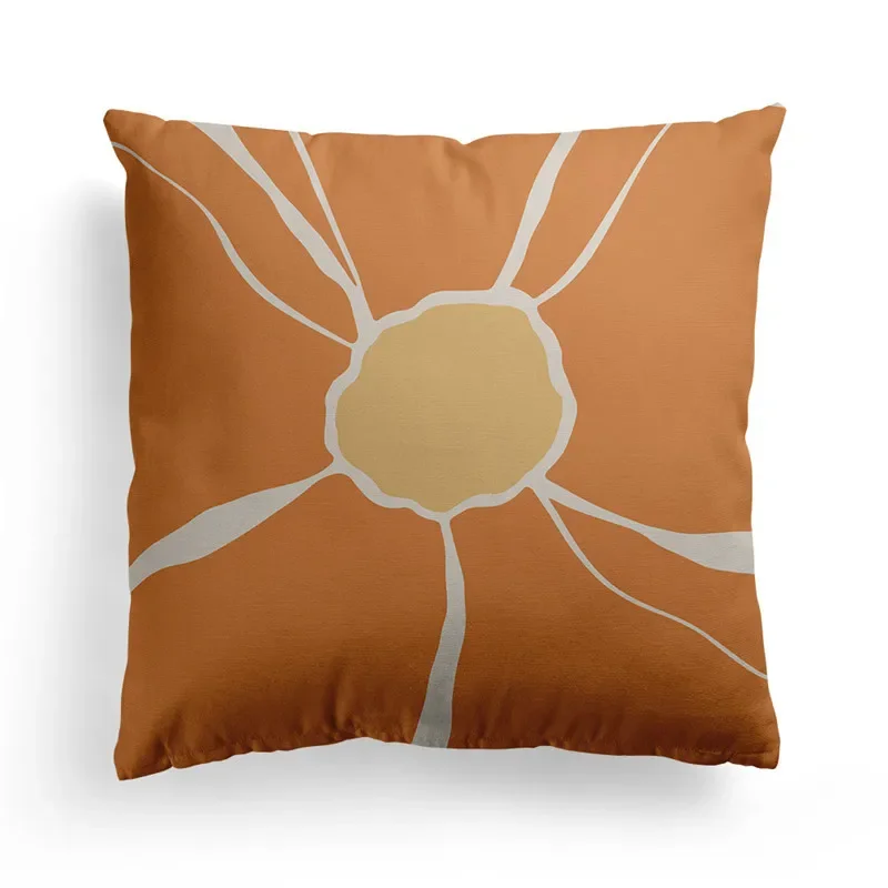 Nordic Orange Geometric Throw Pillow Cover Flower Printed Home Decorative Pillow Cushion Covers Office Sofa Pillowcase